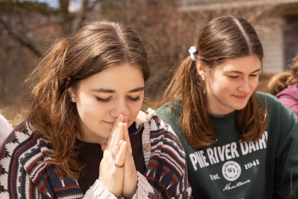 Girls praying